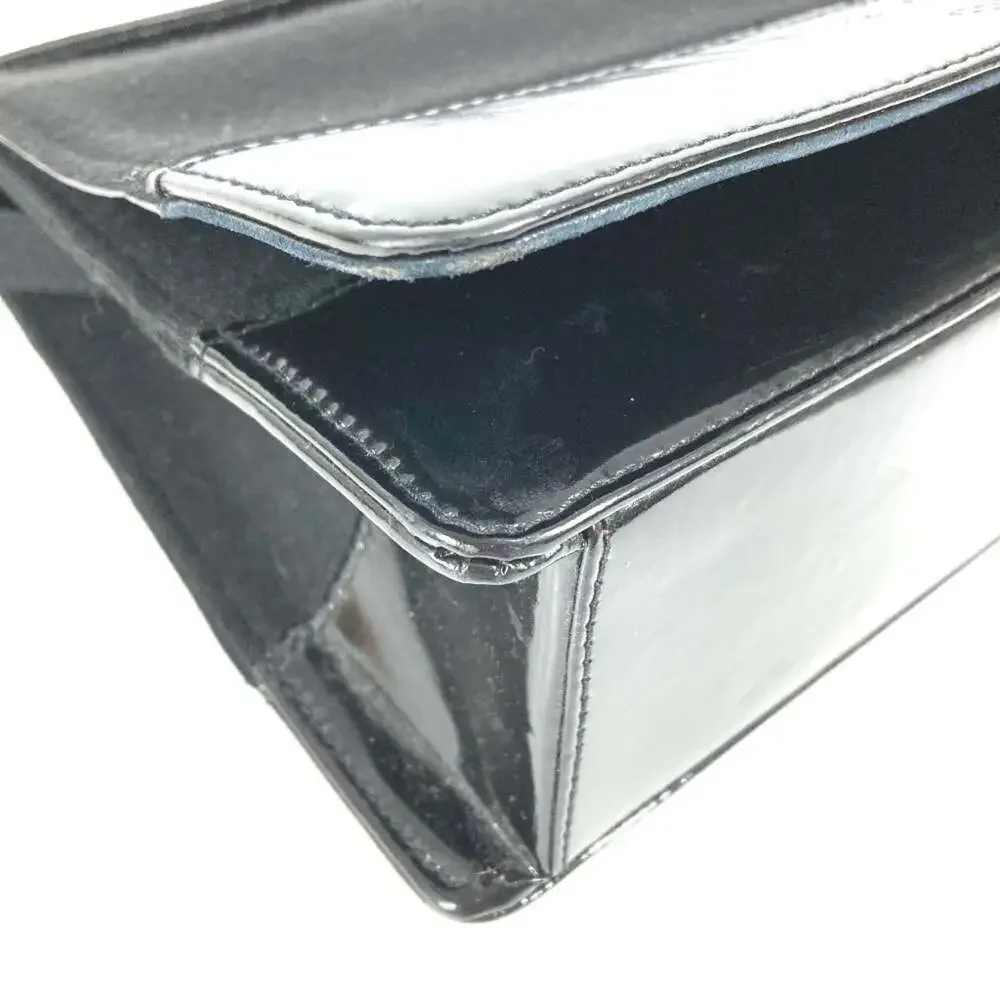 CHANEL Vintage Black Leather Logo Shoulder Bag
